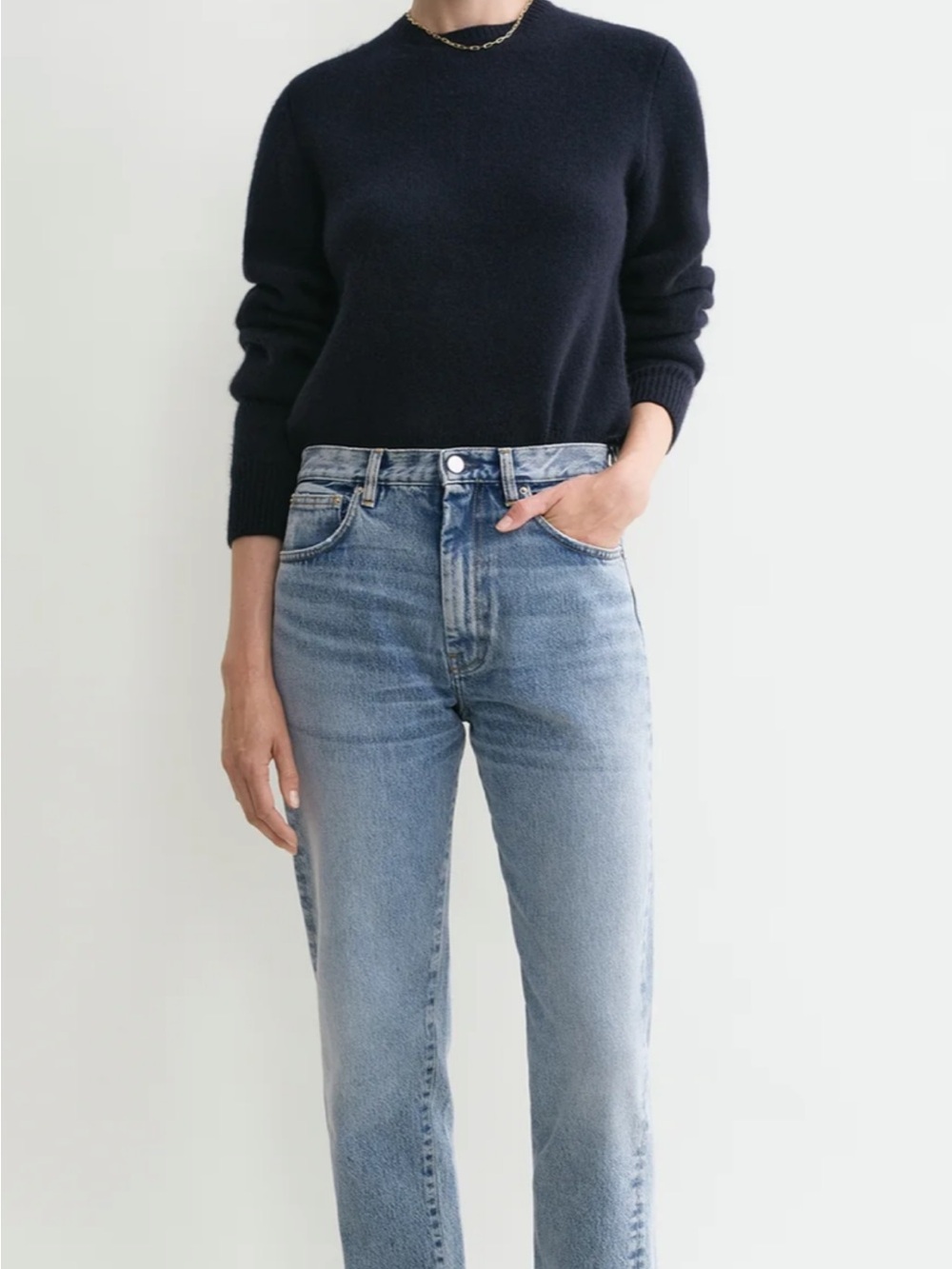 Toteme Mid Wash High-Rise Straight Jeans